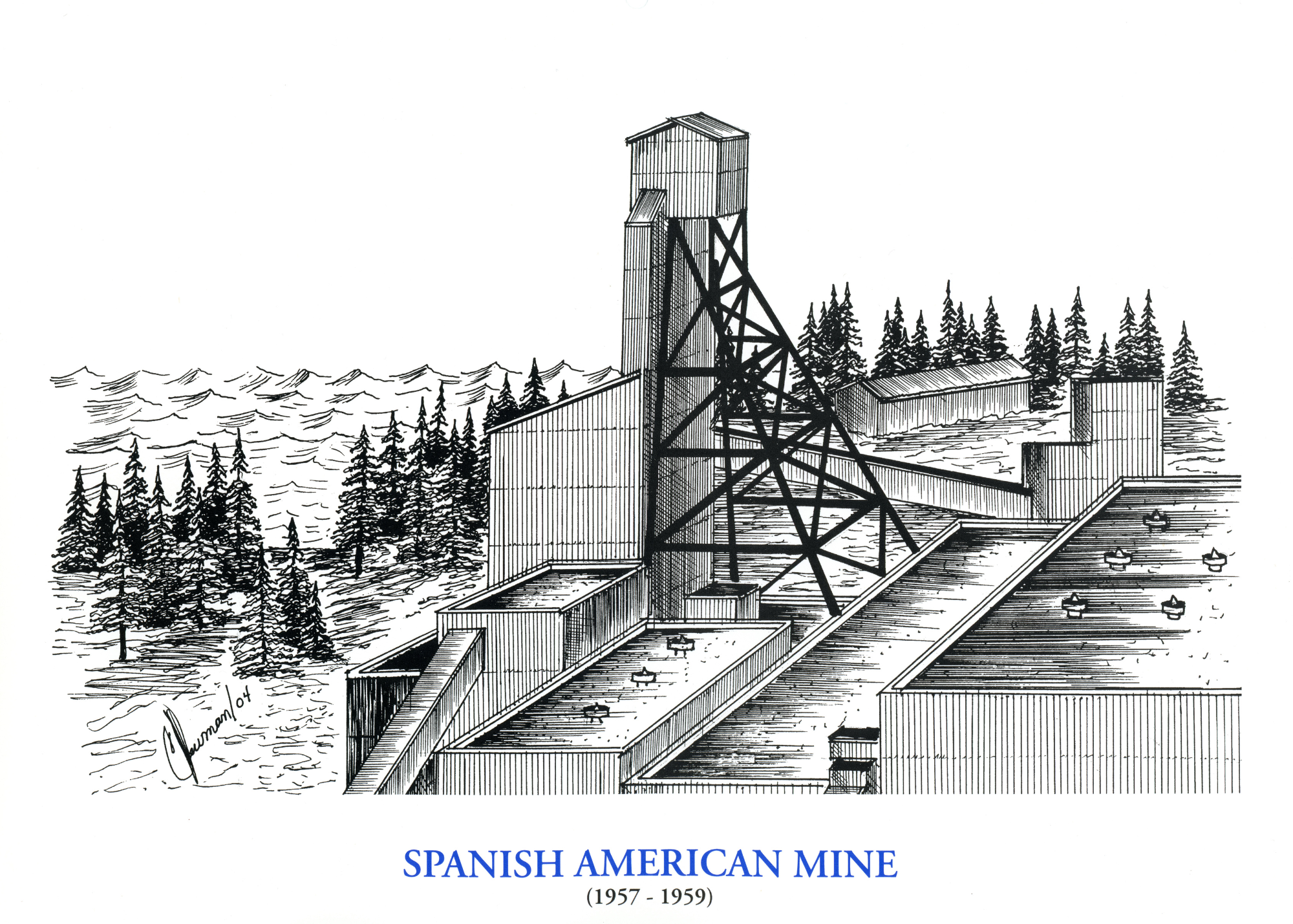 Artwork of Spanish American Mine