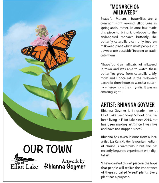 Rhianna Goymer's "Monarch on Milkweed" Banner Art and Biography